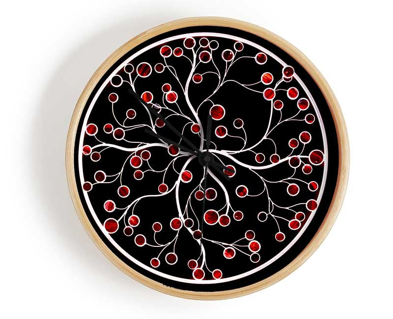 Circle Of Life Red On Black Clock - Wallart-Direct UK