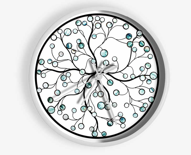 Circle Of Life Blue On White Clock - Wallart-Direct UK