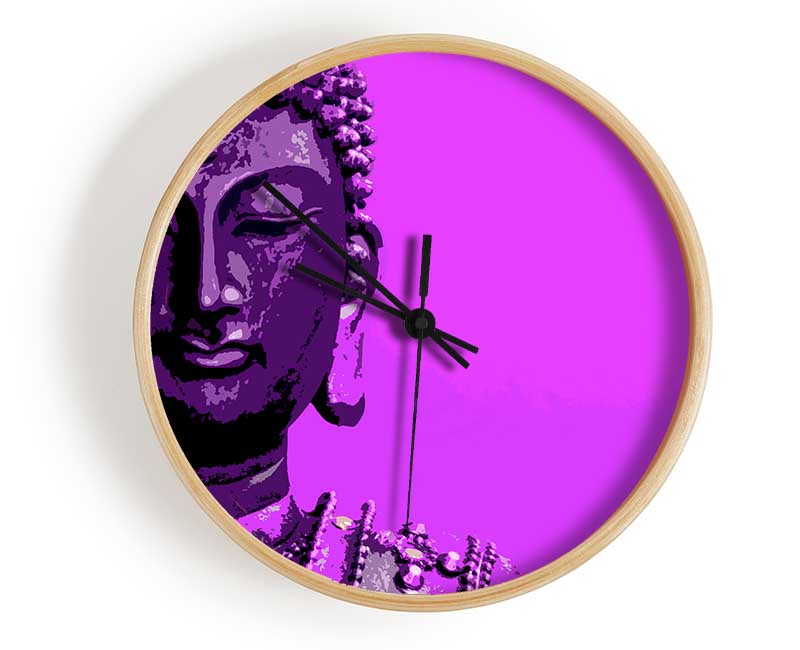 Buddha Popart Purple Clock - Wallart-Direct UK