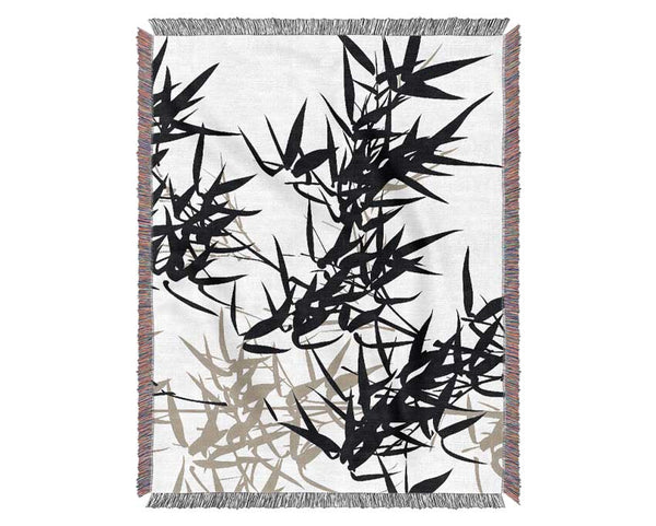 Japanese Leaves Blowing In The Wind Woven Blanket