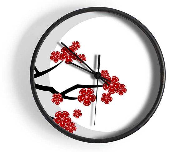 The Red Flowering Tree Clock - Wallart-Direct UK