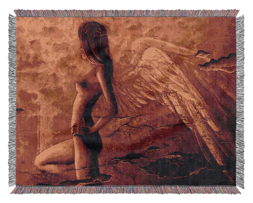 Orange Winged Angel Woven Blanket