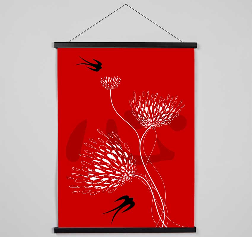 Red Doves Hanging Poster - Wallart-Direct UK