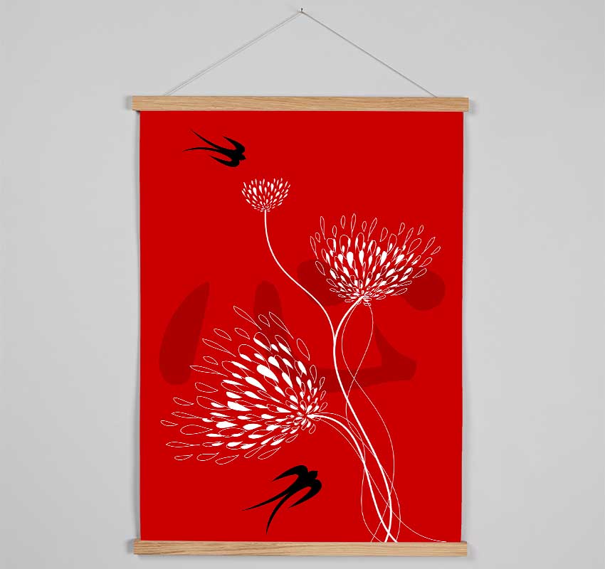 Red Doves Hanging Poster - Wallart-Direct UK