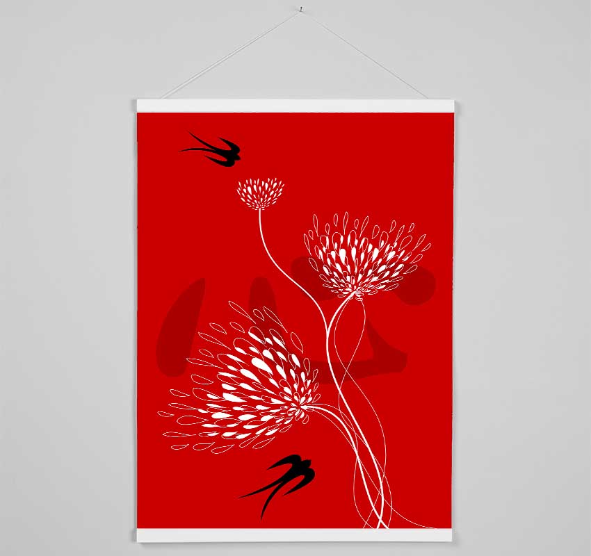 Red Doves Hanging Poster - Wallart-Direct UK