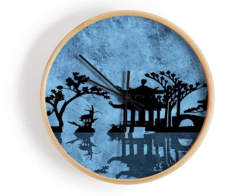 The Blue Japanese Garden Clock - Wallart-Direct UK