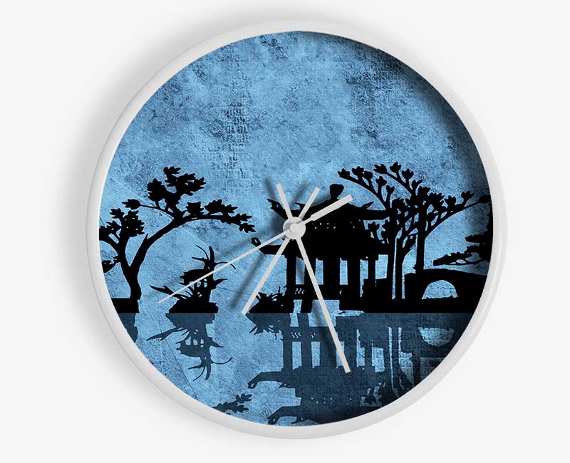 The Blue Japanese Garden Clock - Wallart-Direct UK