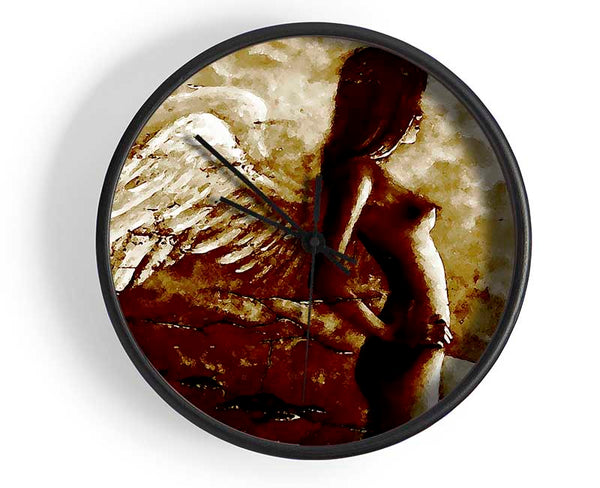 Brown Winged Angel Clock - Wallart-Direct UK