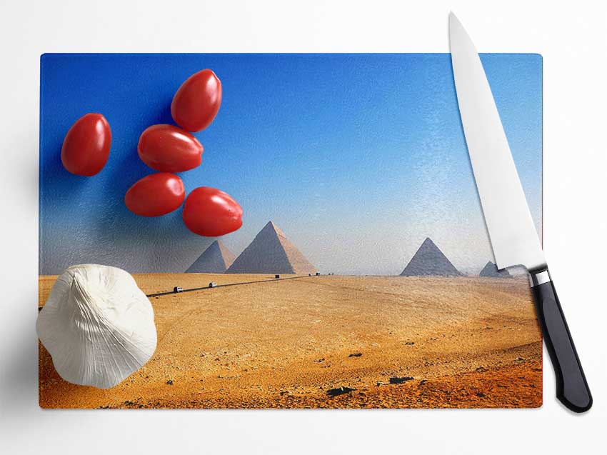 Egyptian Pyramids In The Distance Glass Chopping Board