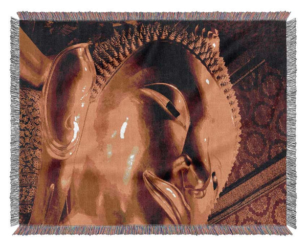 Golden Buddha Face Woven Blanket