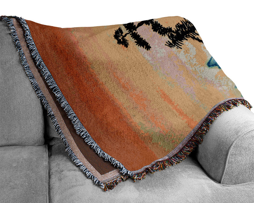 Japanese Mountains Woven Blanket