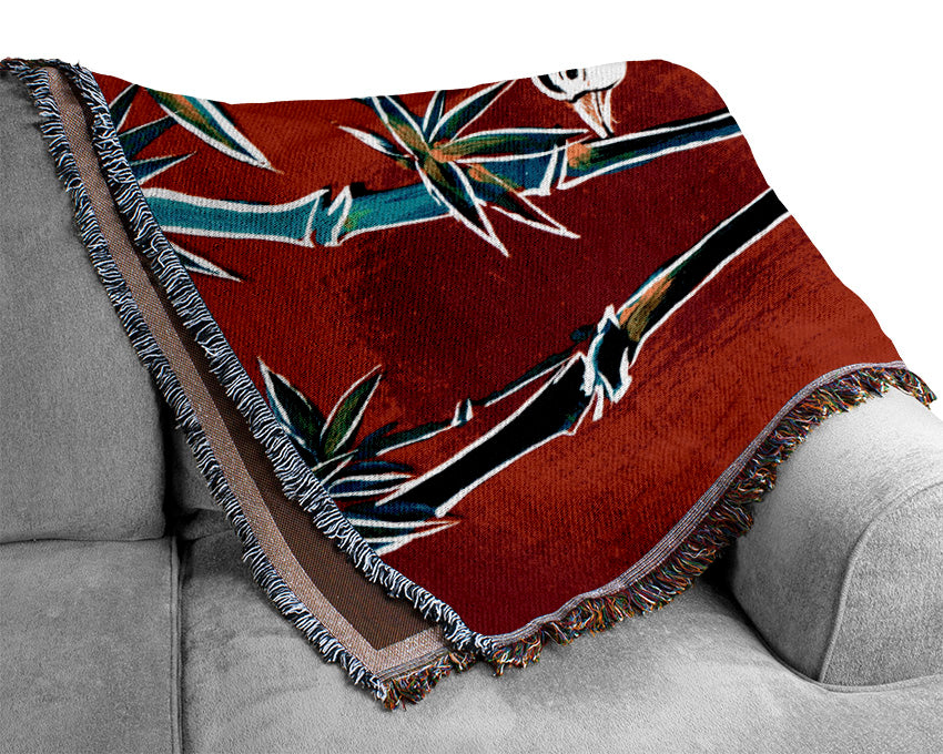 Red Garden Of Doves Woven Blanket