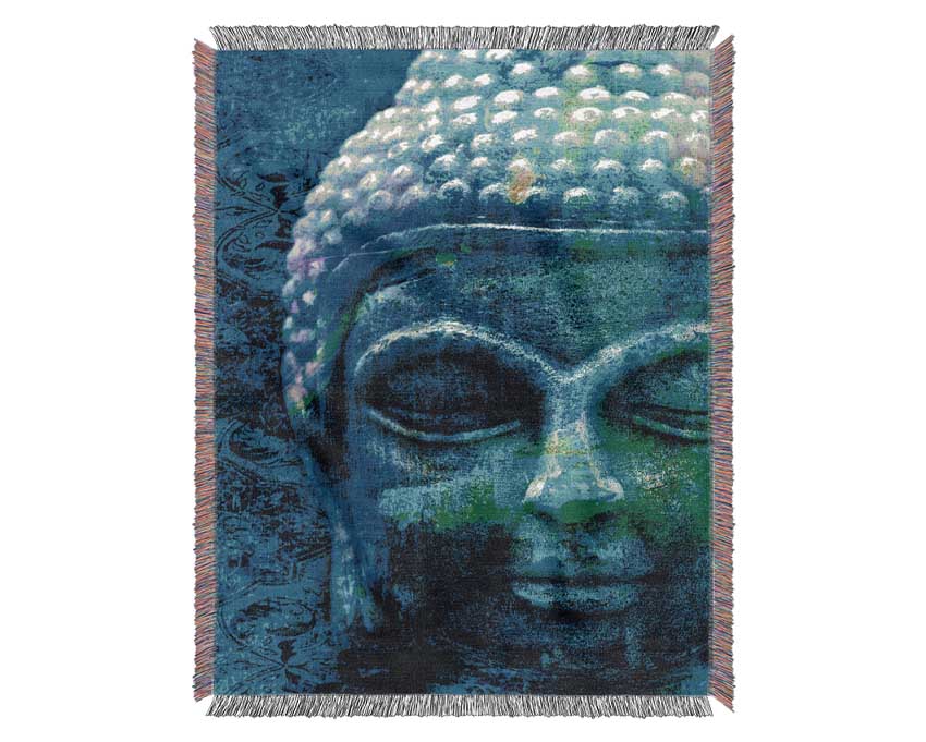 Retro Blue Green Buddha Woven Blanket