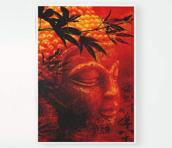 Bamboo Buddha Burnt Orange Print Poster Wall Art