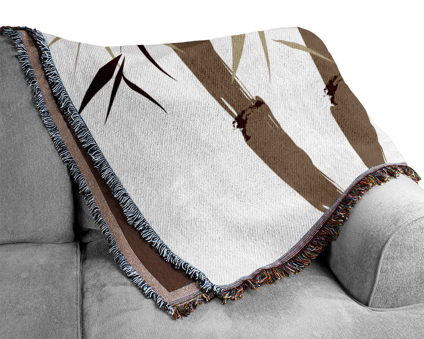 Chinese Bamboo Painting Woven Blanket