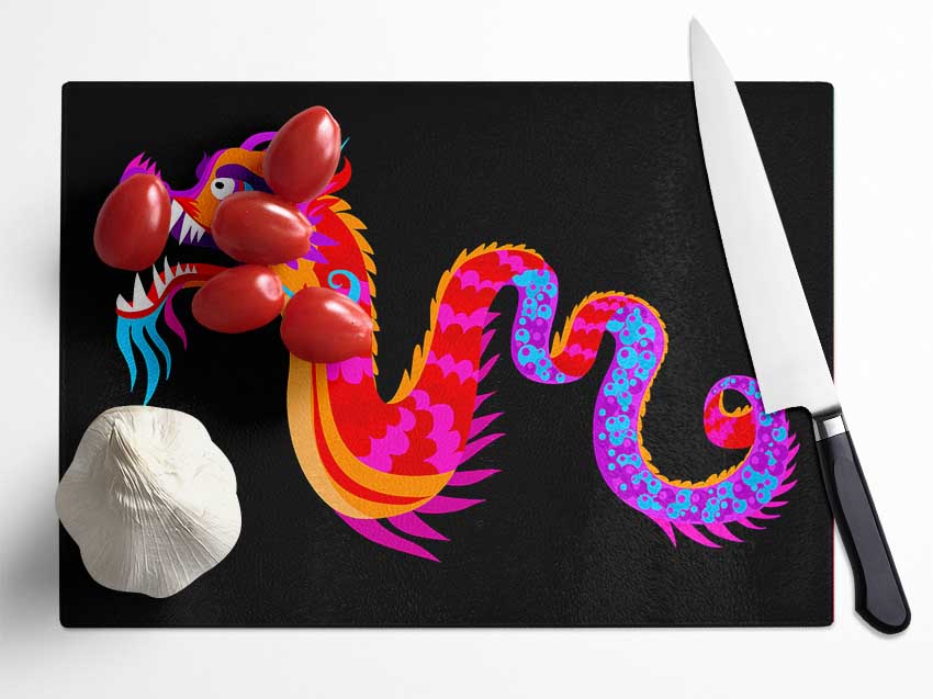 Japanese Rainbow Dragon Glass Chopping Board