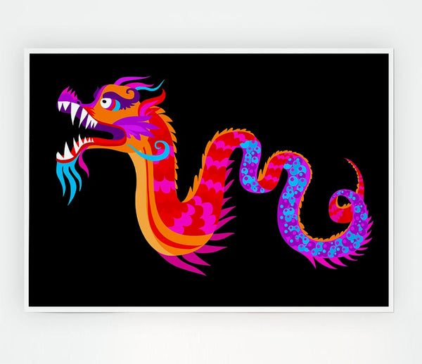 Japanese Rainbow Dragon Print Poster Wall Art