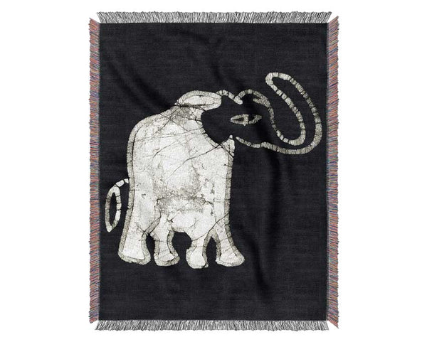 Native Elephant Art B n W Woven Blanket