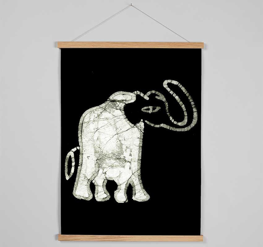 Native Elephant Art B n W Hanging Poster - Wallart-Direct UK