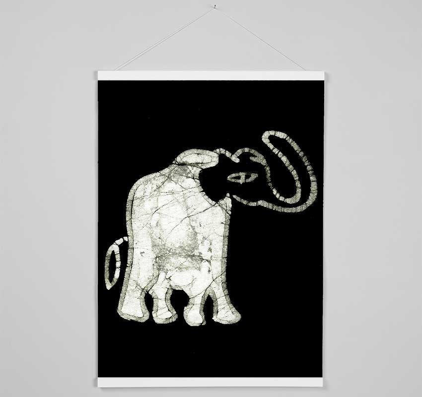 Native Elephant Art B n W Hanging Poster - Wallart-Direct UK