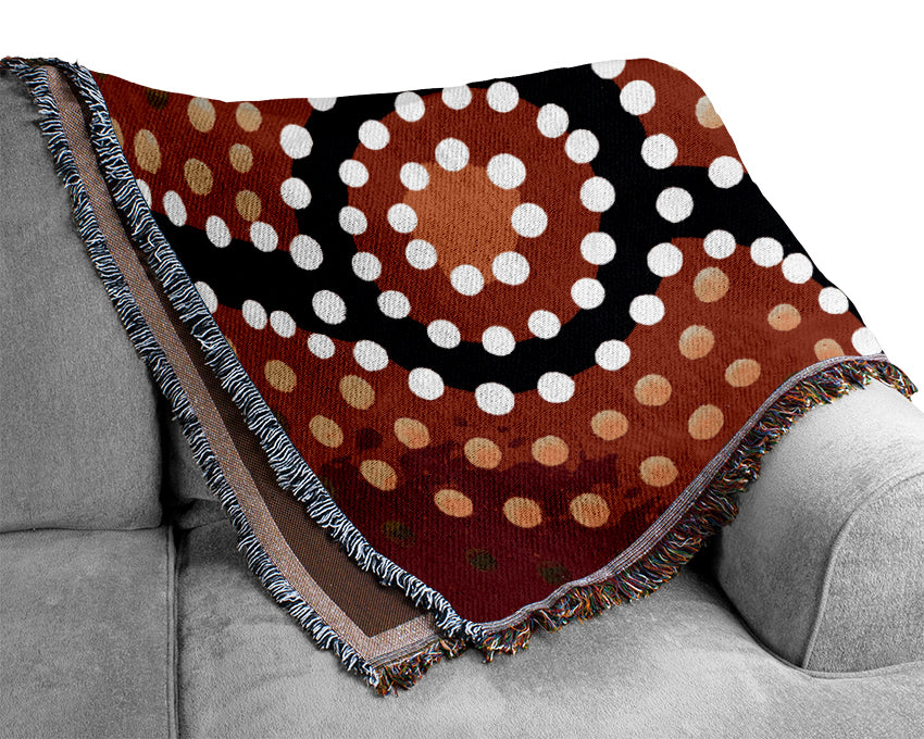 Aboriginal Red Gecko Sun Woven Blanket