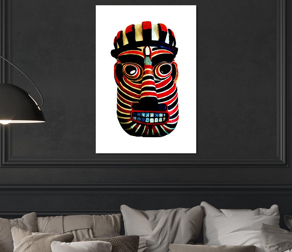 Tribal Mask Red Print Poster Wall Art