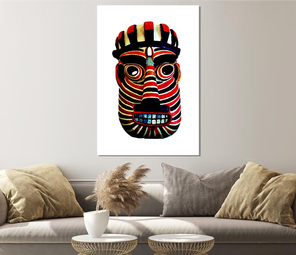 Tribal Mask Red Print Poster Wall Art