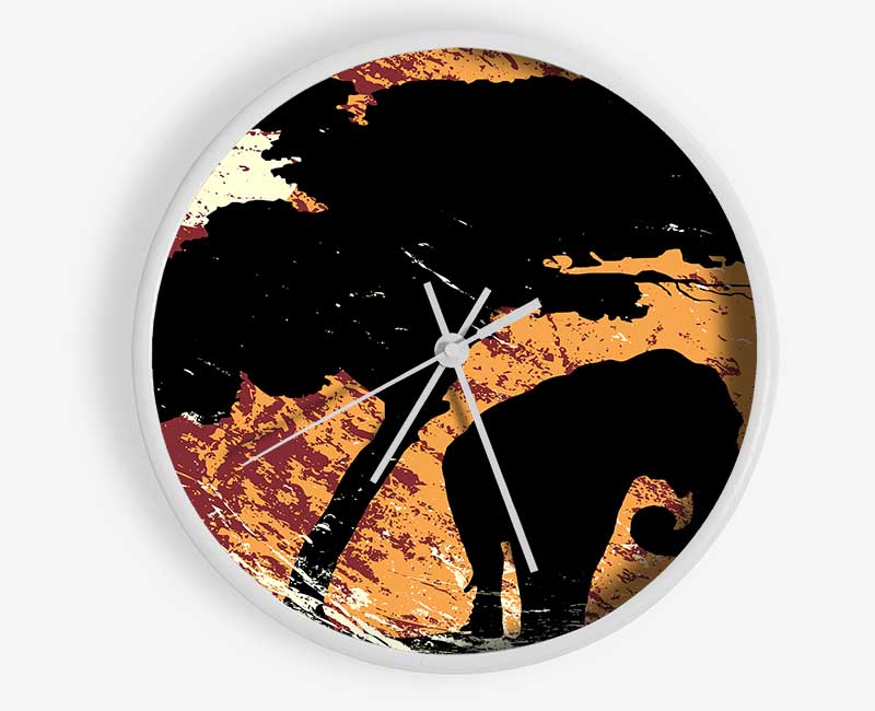 Elephant Safari By The Sun Clock - Wallart-Direct UK