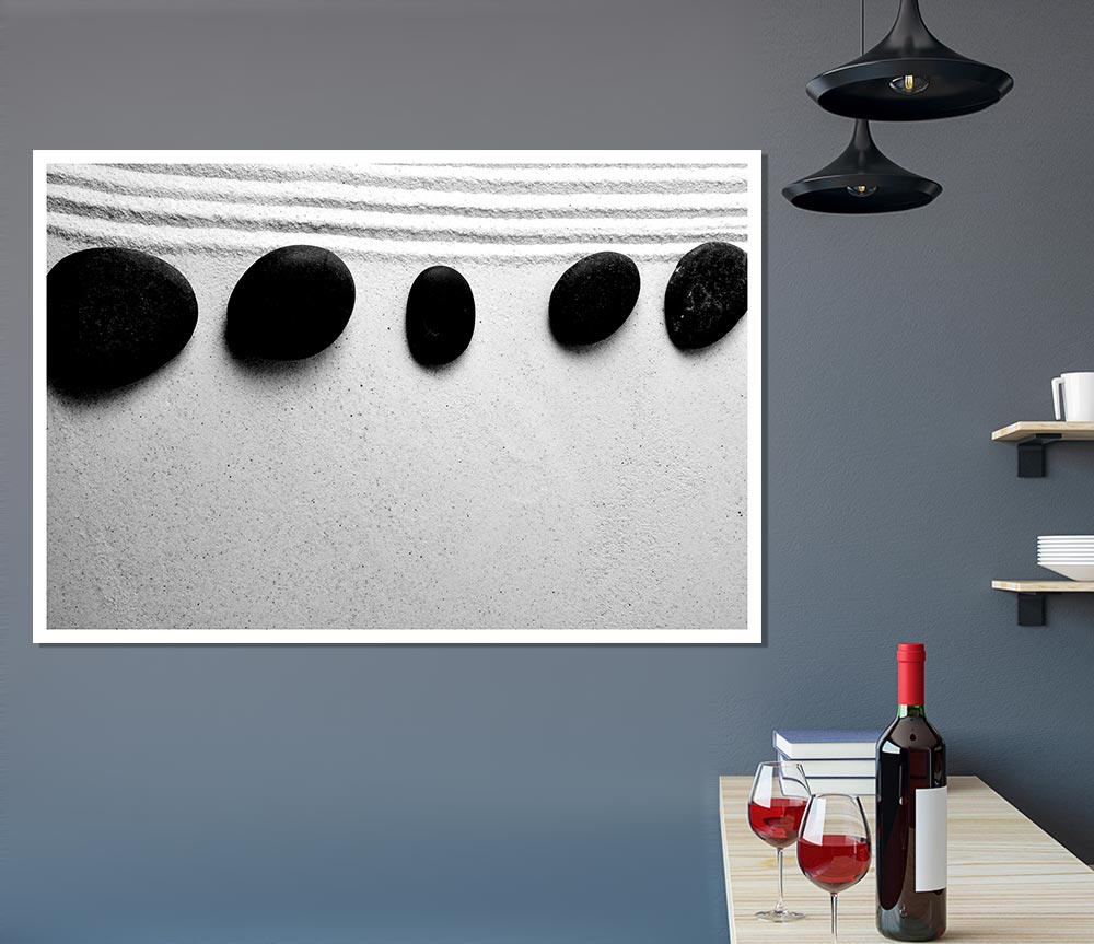 Zen Pebble Line Up Print Poster Wall Art