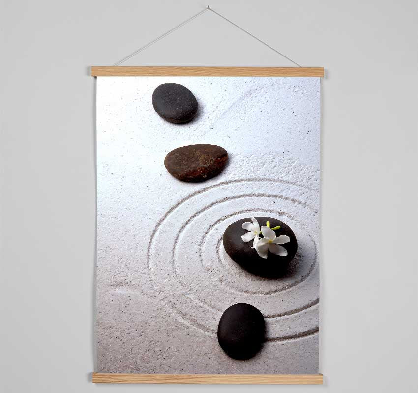 Peace Lily Zen Stones Hanging Poster - Wallart-Direct UK