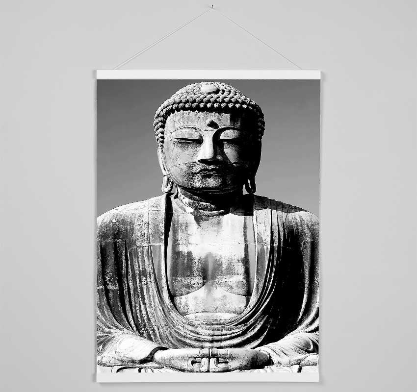 Peaceful Buddha Black n White Hanging Poster - Wallart-Direct UK