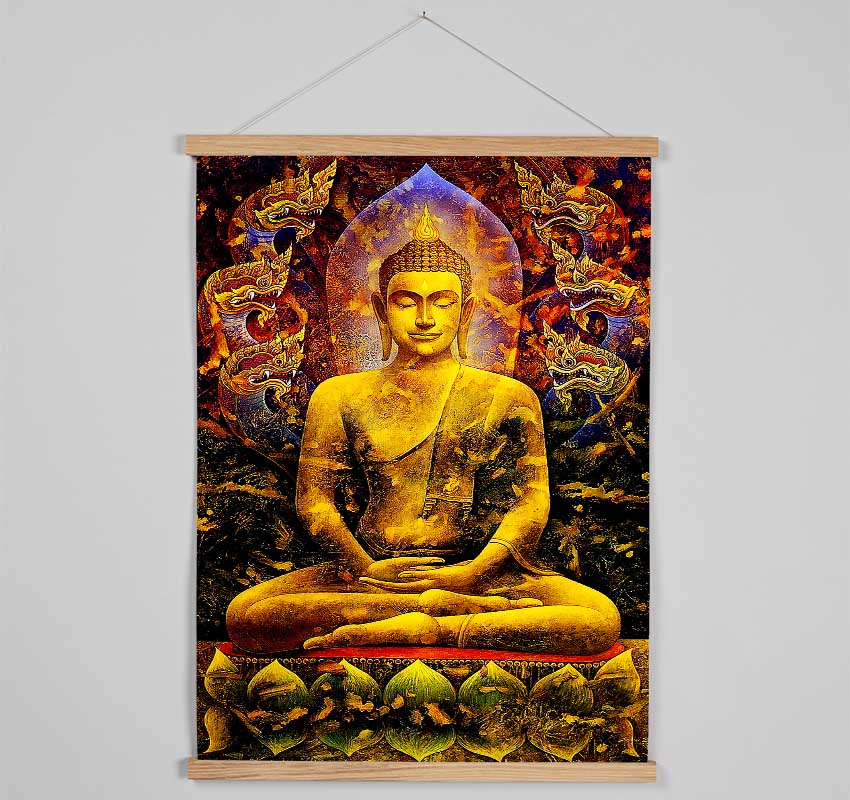 Meditating Buddha Dragons Hanging Poster - Wallart-Direct UK