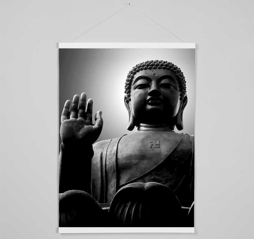 Black n White Buddha Statue Hanging Poster - Wallart-Direct UK