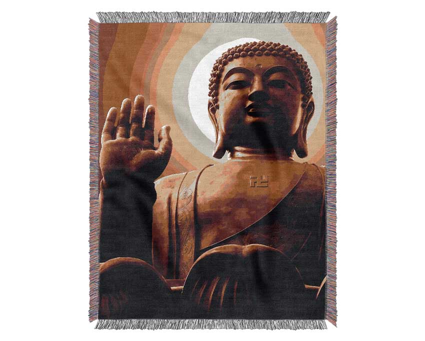 Sepia Buddha Statue Woven Blanket