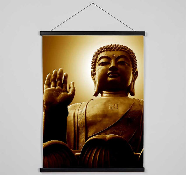 Sepia Buddha Statue Hanging Poster - Wallart-Direct UK