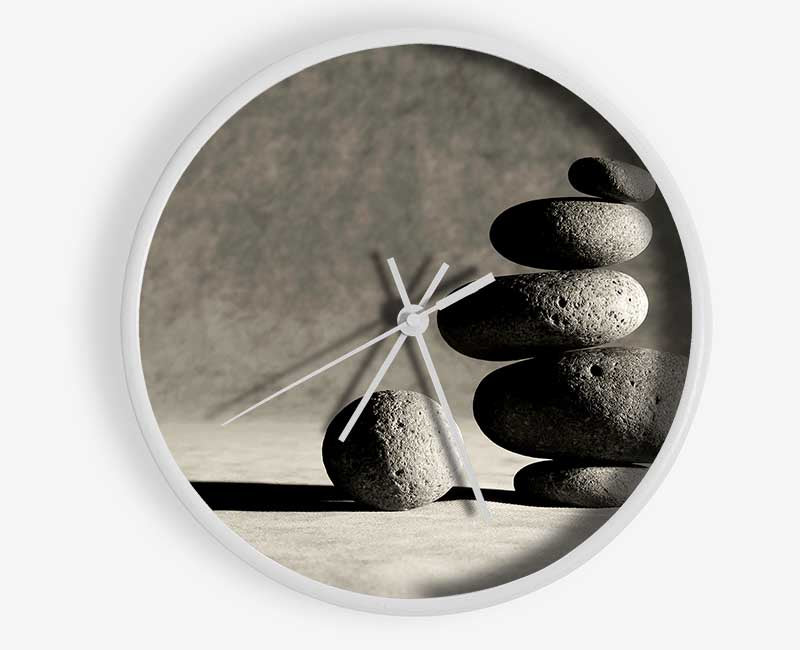 Black n White Stone Age Clock - Wallart-Direct UK