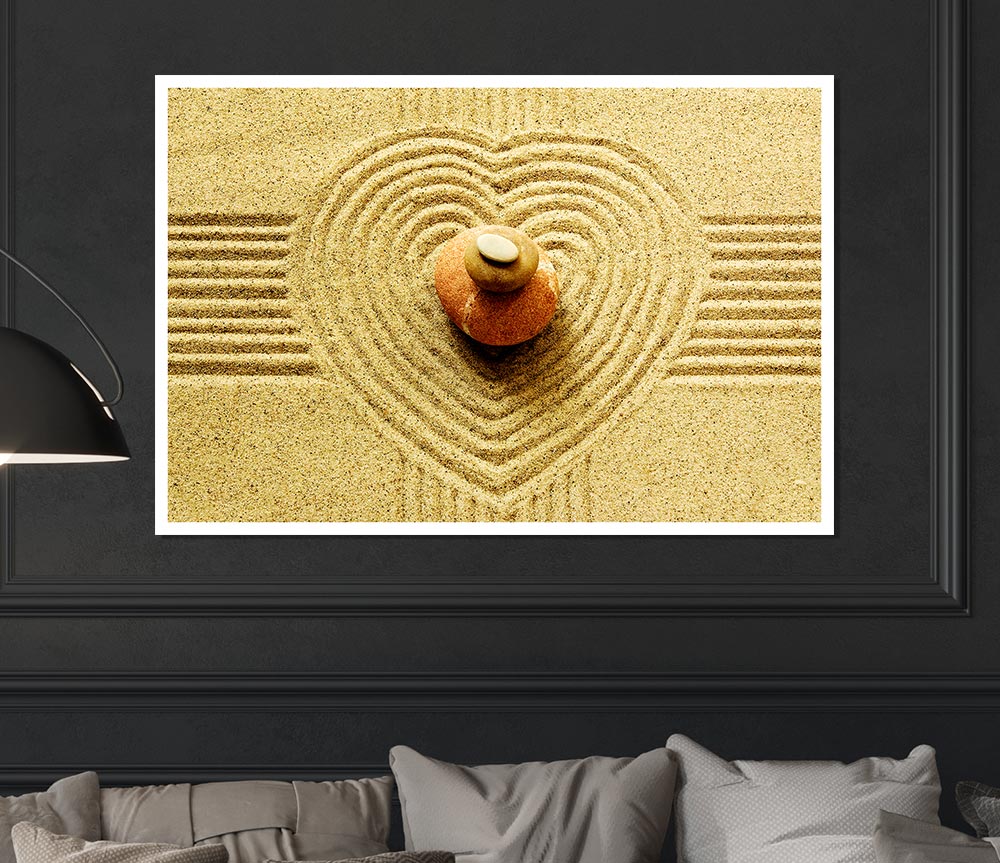 Love Heart Sand Stone Print Poster Wall Art