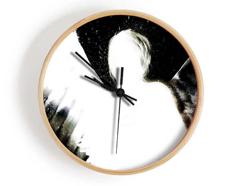 Angels In The Night White On Black Clock - Wallart-Direct UK