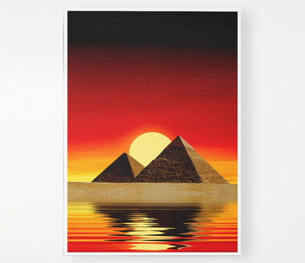 Egyptian Pyramid Reflections Print Poster Wall Art