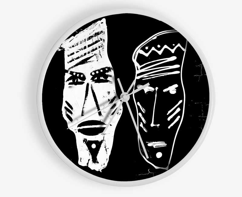 Mask Of Two Sides Clock - Wallart-Direct UK