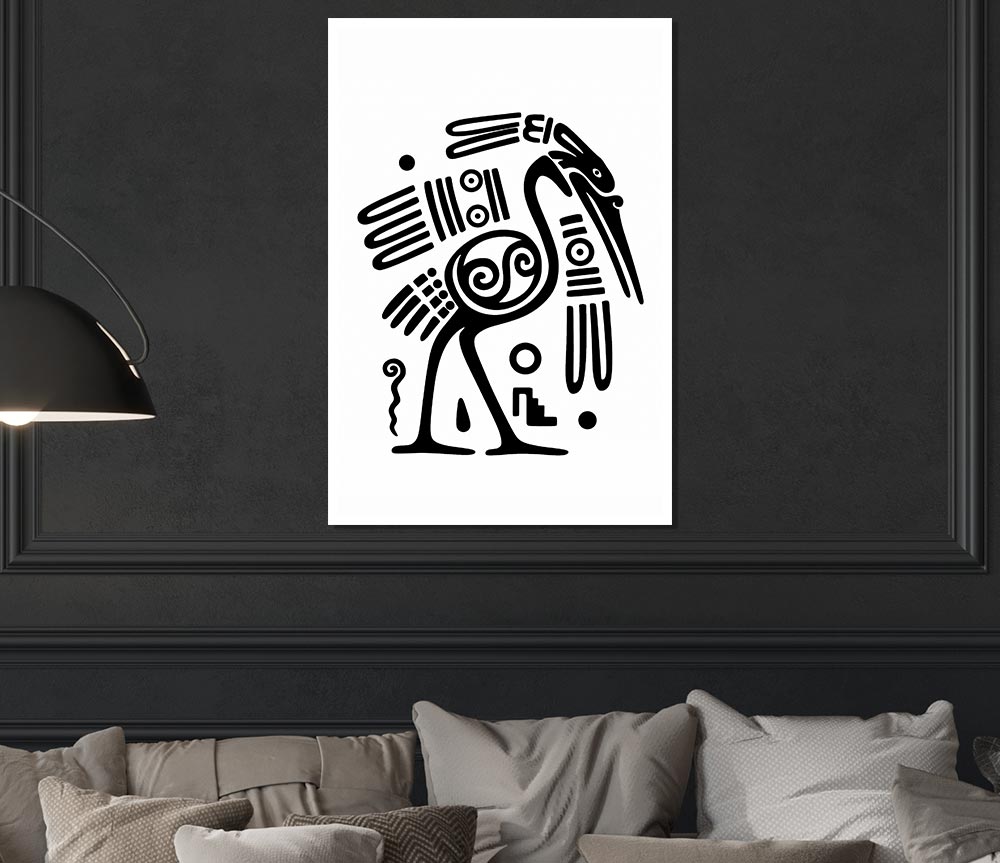 Tribal Bird Print Poster Wall Art