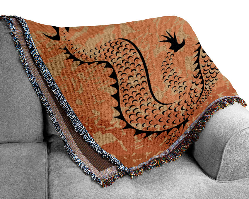 Japanese Dragon Of Fire Woven Blanket