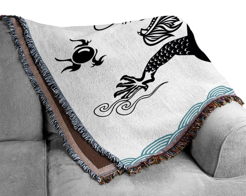 Japanese Dragon Of The Seas Woven Blanket