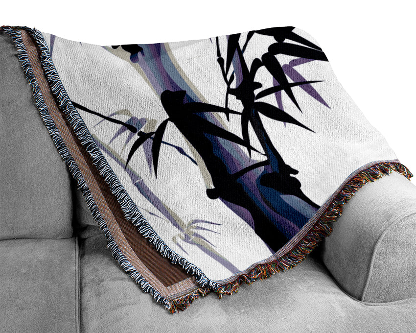 Purple Bamboo Mountains Woven Blanket