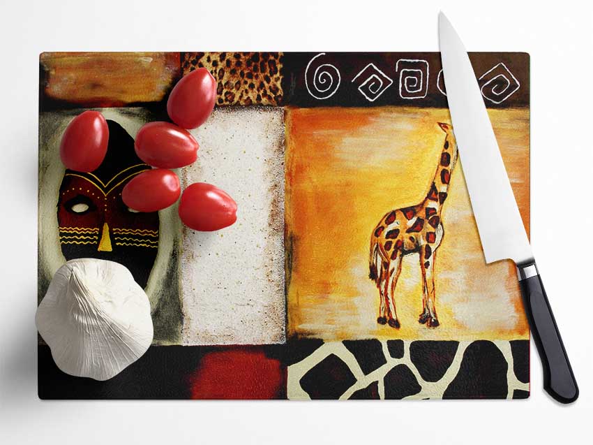 African Tribal Art Glass Chopping Board