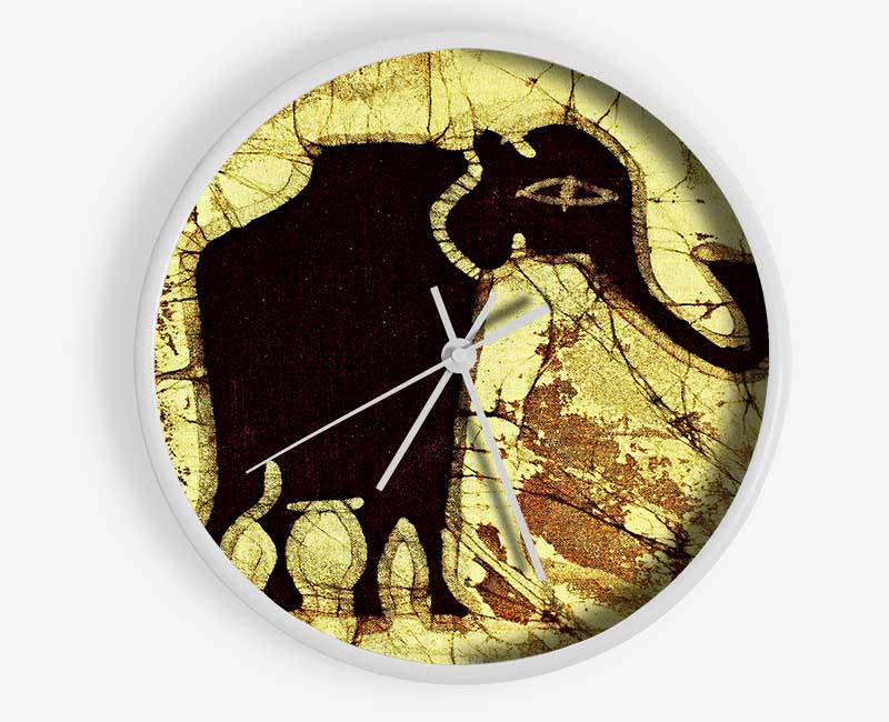 Tribal Elephant Brown Clock - Wallart-Direct UK