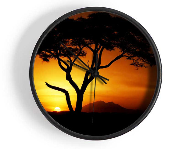 African Tree In Golden Sunlight Clock - Wallart-Direct UK