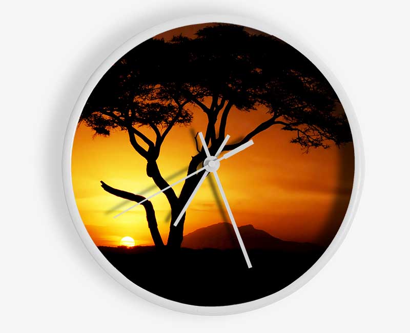 African Tree In Golden Sunlight Clock - Wallart-Direct UK