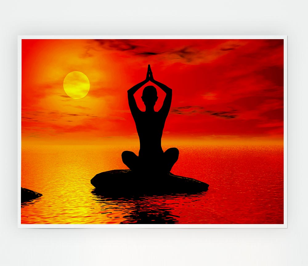 Yoga Ocean Sun Blaze Print Poster Wall Art