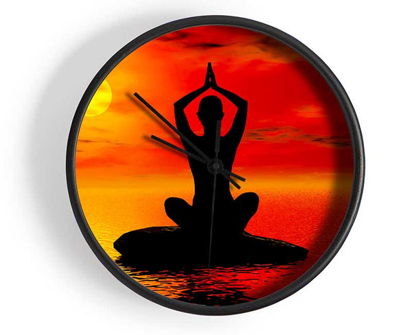 Yoga Ocean Sun Blaze Clock - Wallart-Direct UK